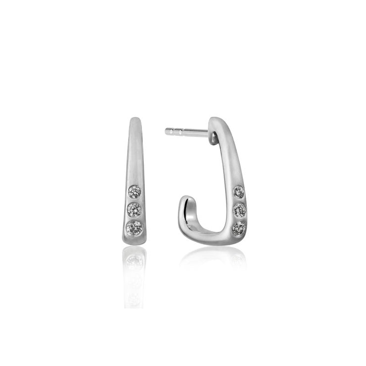 Matte Finish Organic Shape Diamond Hoop Earring