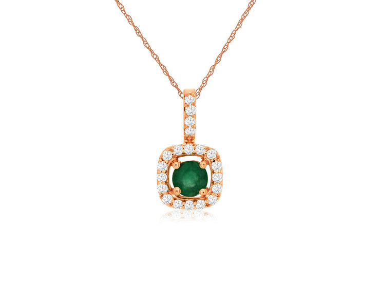 Rose Gold Emerald & Diamond Necklace