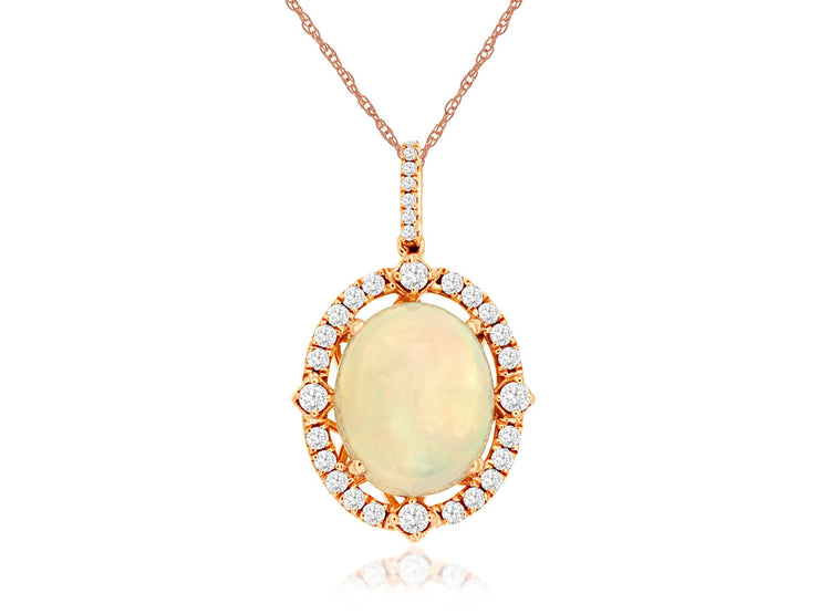 3.0ct Opal & Diamond Necklace