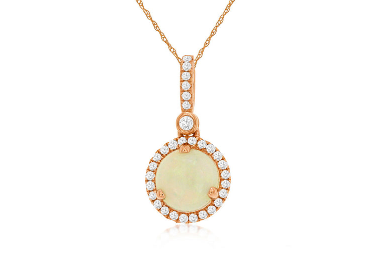 Opal & Diamond Halo Necklace