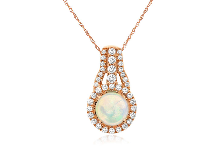 Bell Shaped Opal & Diamond Necklace