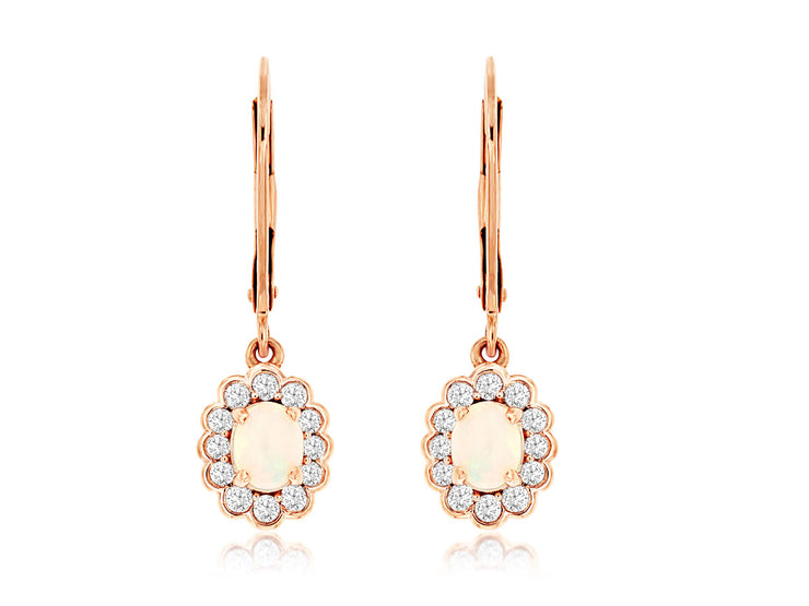 Opal & Diamond Dangle Earrings