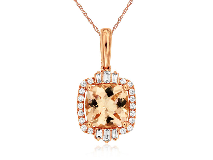 Cushion Cut Morganite Center Necklace