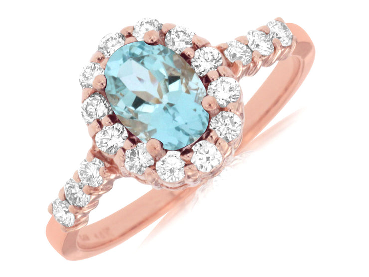 Oval Aquamarine & Diamond Ring