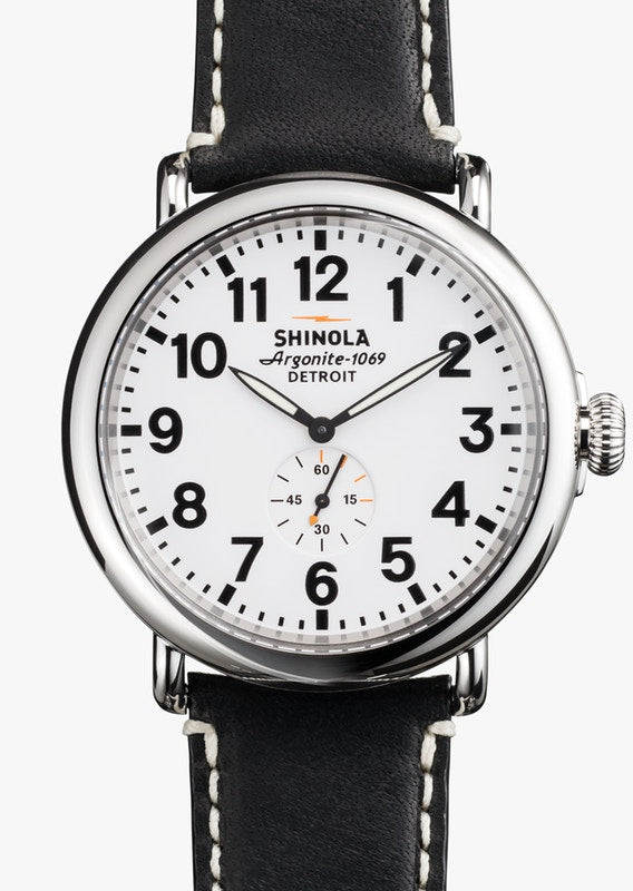SHINOLA THE RUNWELL 47MM White Dial on Black Strap Worthmore