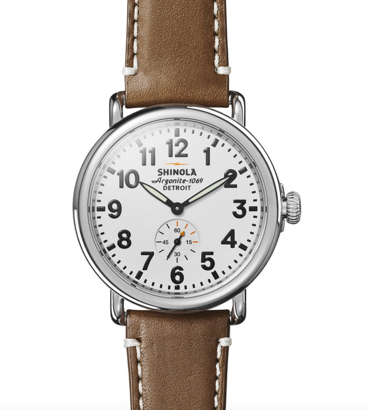 Shinola Runwell 41mm (White Dial+Brown Strap)