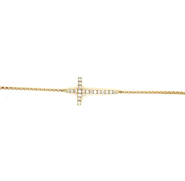 Sideways Diamond Cross Necklace