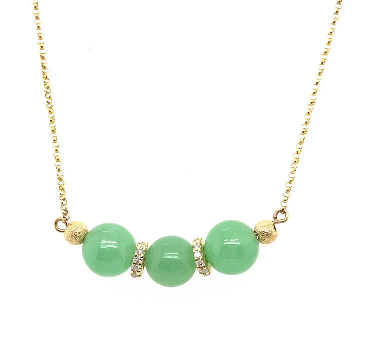 Jade & Diamond Bead Necklace
