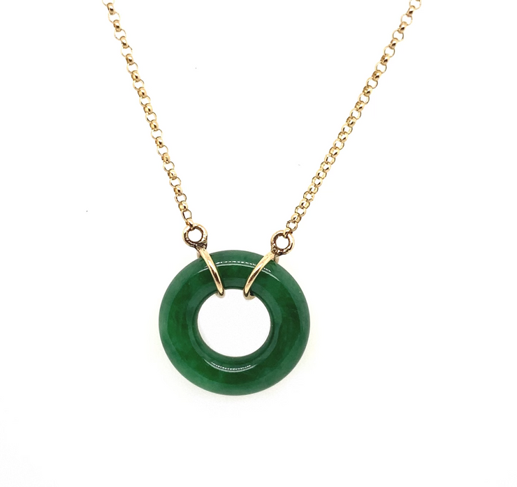 Green Jade Open Circle Necklace