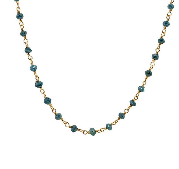 Color Enhanced Blue Diamond Wire Wrap Necklace