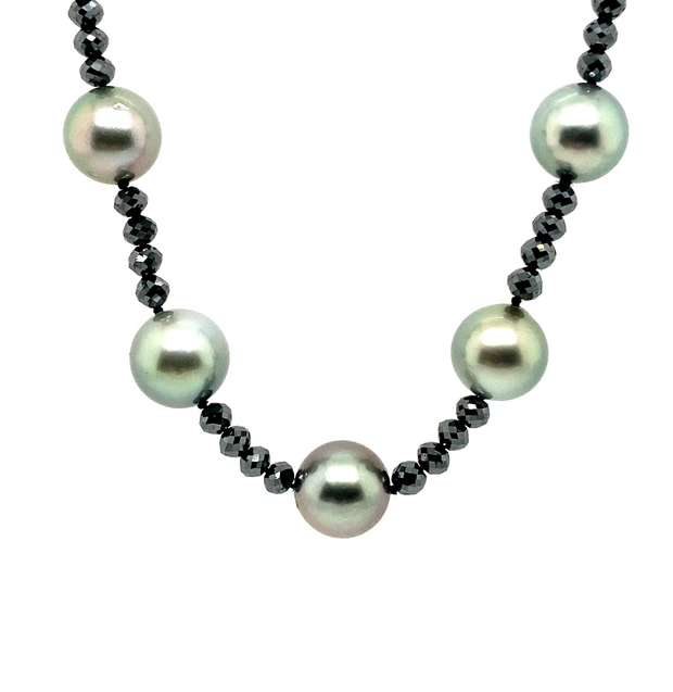 Alternating Black Diamond & Tahitian Pearl Necklace