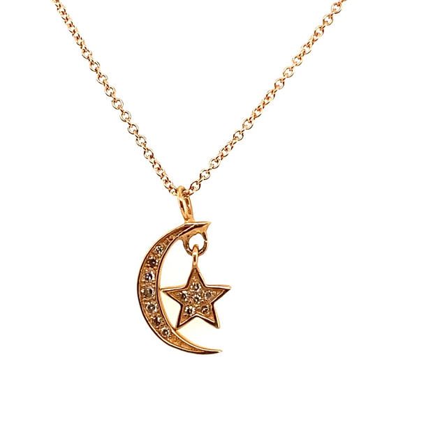 Diamond Moon & Star Necklace