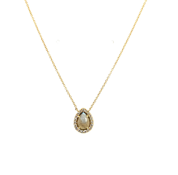 Pear Shape Labradorite & Diamond Necklace