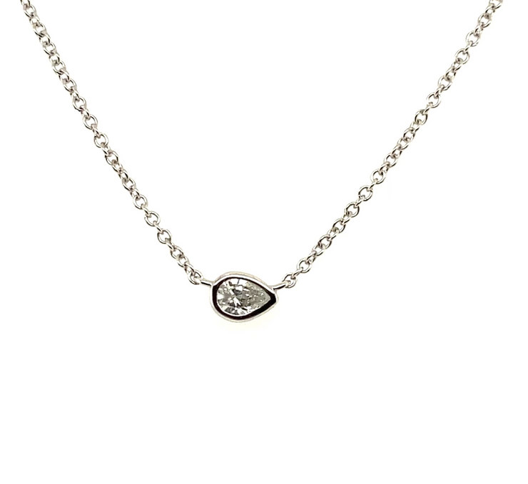 Petite Pear Bezel Set Diamond Necklace