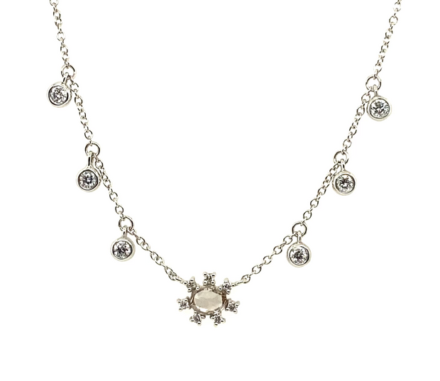 Rose-Cut Diamond Necklace with Diamond Dangles