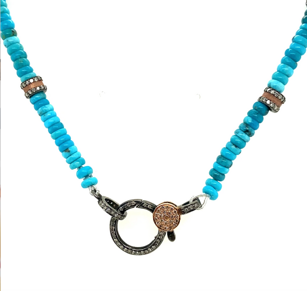 Turquoise Beaded Necklace with Rose Gold Accents
