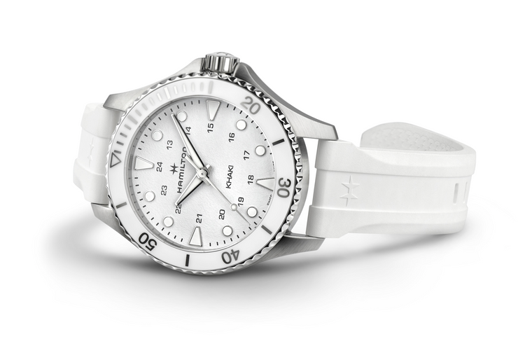 Hamilton 37mm White Ceramic Khaki Scuba