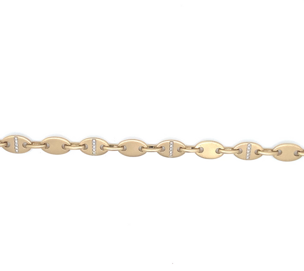 Satin Finish Disc Bracelet with Diamonds