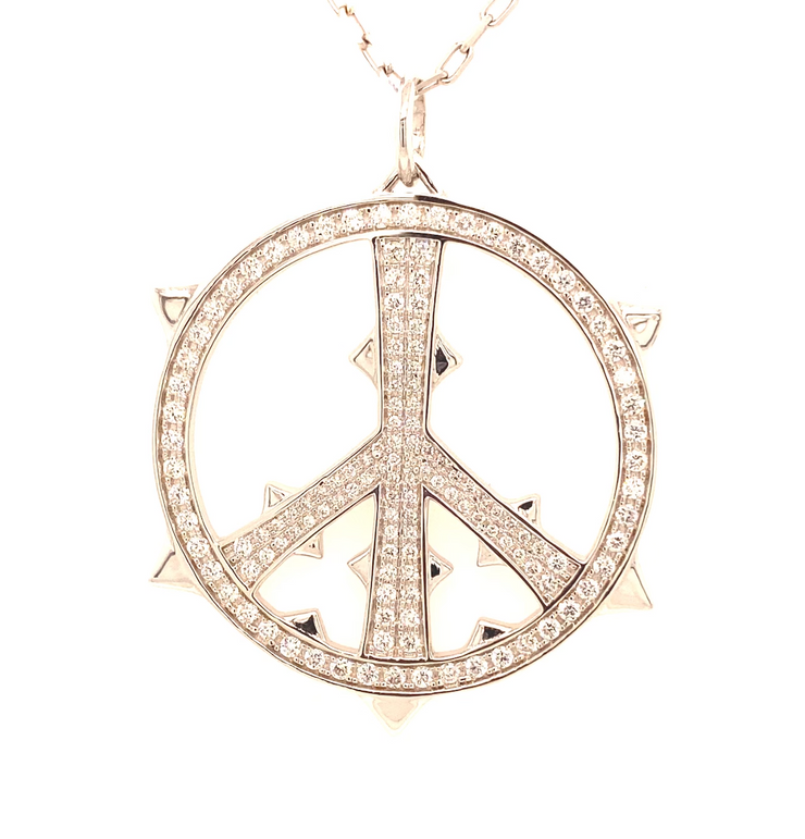 Large Diamond Peace Sign Pendant