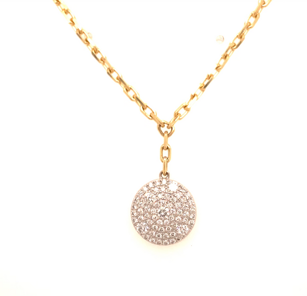 Diamond Pave Drop Disc Necklace