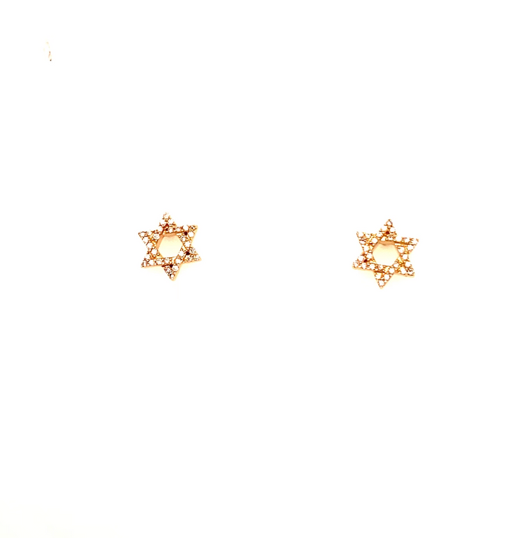 Diamond Star of David Post Earrings