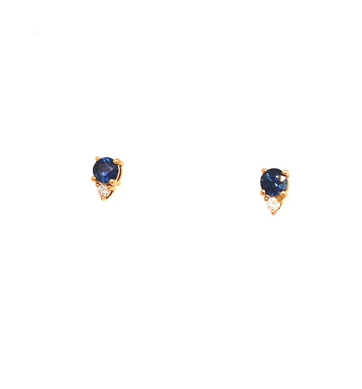 Blue Sapphire & Diamond Post Earring