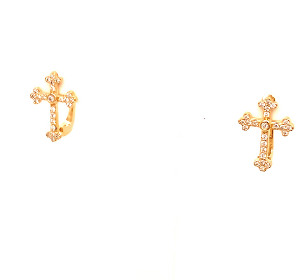 Diamond Cross Huggy Earrings