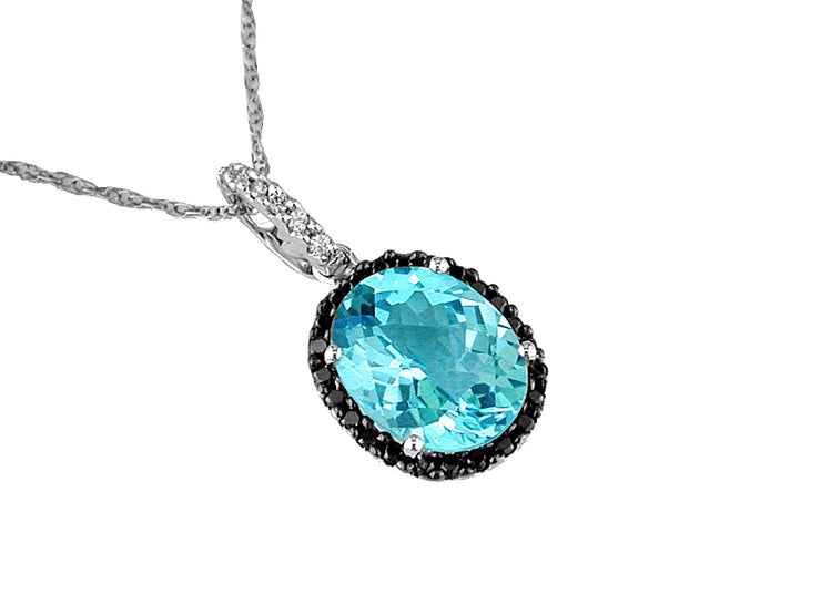 Blue Topaz & Black Diamond Necklace
