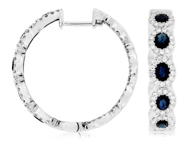 Sapphire Diamond Halo Hoops