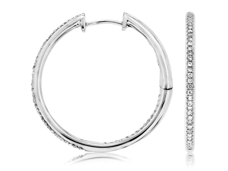 25mm Diamond In & Out Hoop Earrings