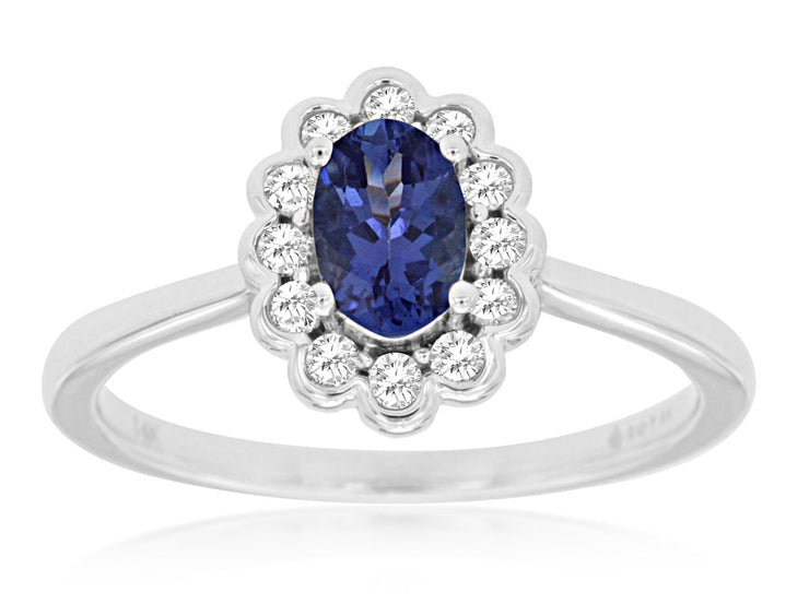 Bezel Set Tanzanite & Diamond Ring