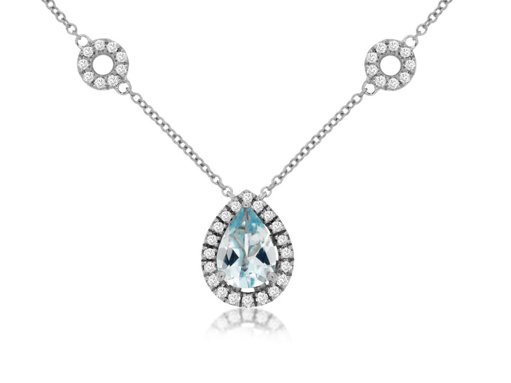 Aquamarine & Diamond Station Necklace