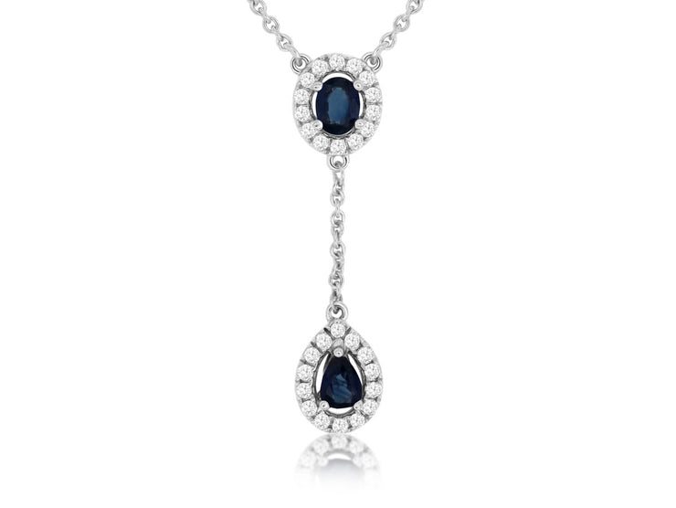 Oval & Pear Sapphire Drop Necklace