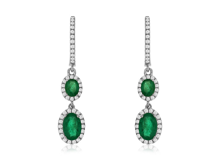 Double Emerald Drop Earrings