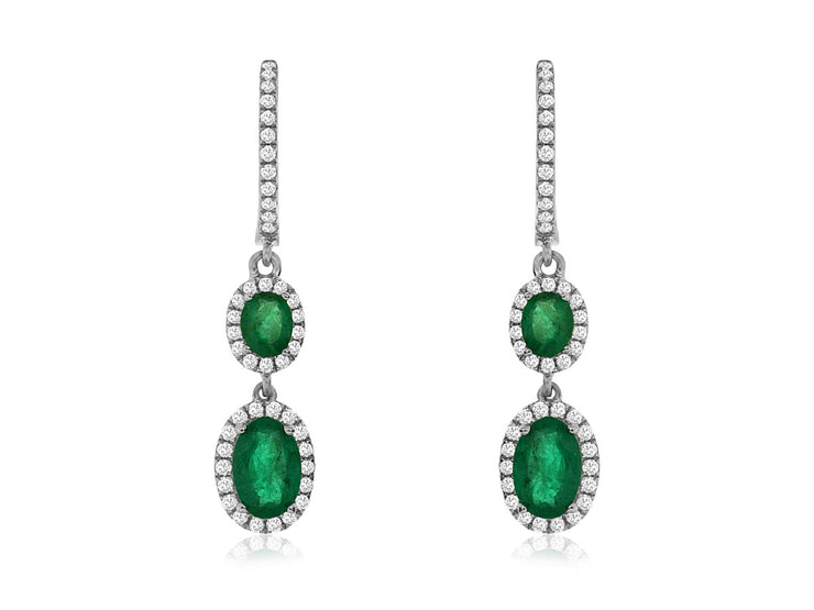 Double Emerald Drop Earrings