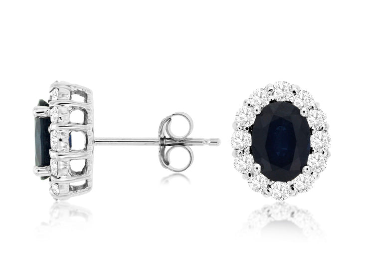 Oval Sapphire & Diamond Stud Earrings
