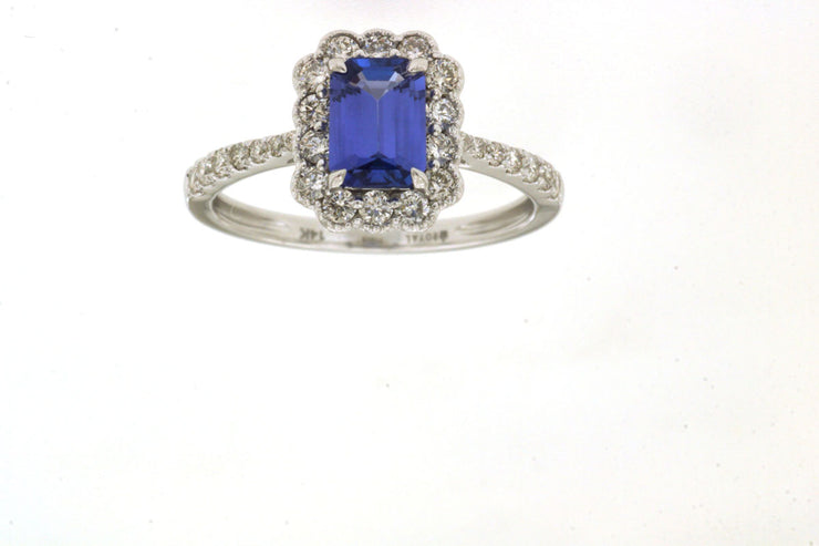 Tanzanite & Diamond Milgrain Halo