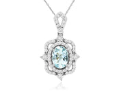 Blue Sapphire & Diamond Frame Necklace