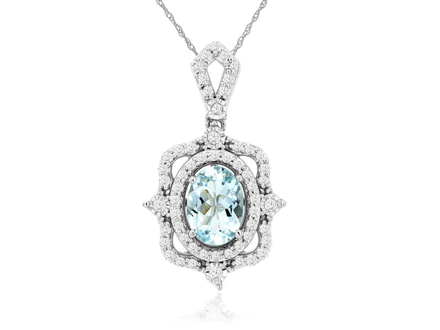 Blue Sapphire & Diamond Frame Necklace
