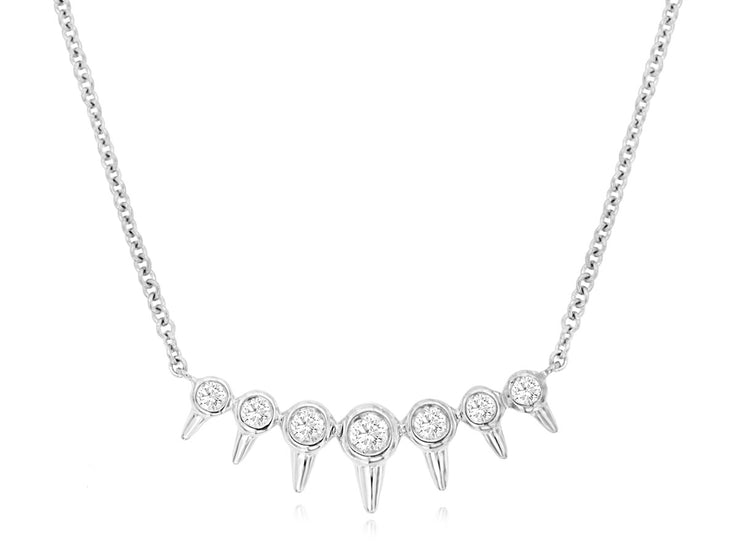 Bezel Set Diamond Spike Necklace