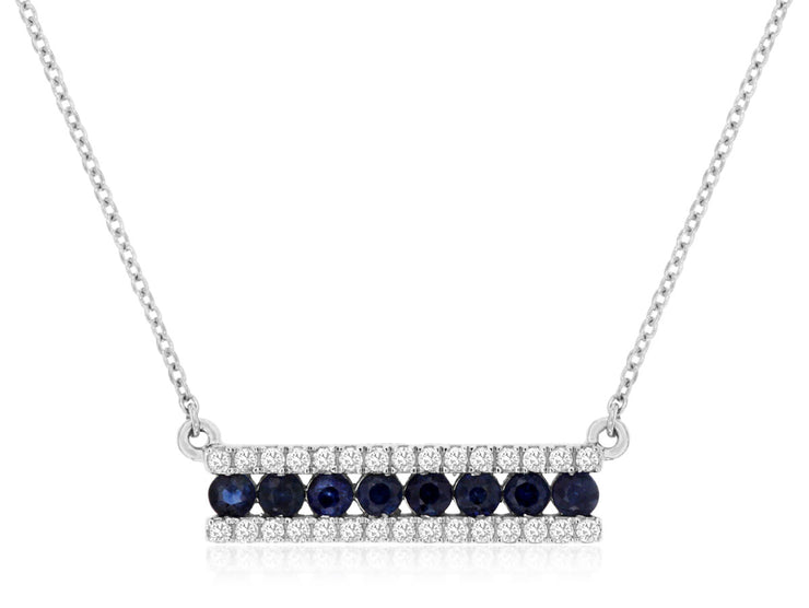 Blue Sapphire & Diamond Bar Pendant