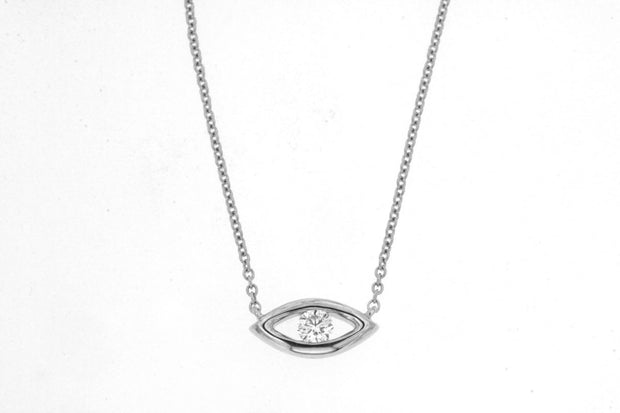 Diamond Center Evil Eye Necklace
