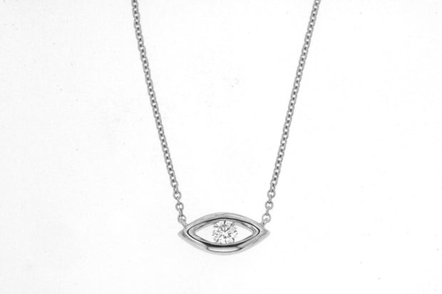 Diamond Center Evil Eye Necklace