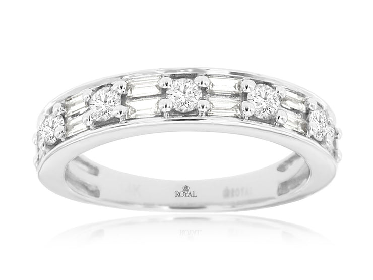Baguette & Round Channel Set Diamond Ring