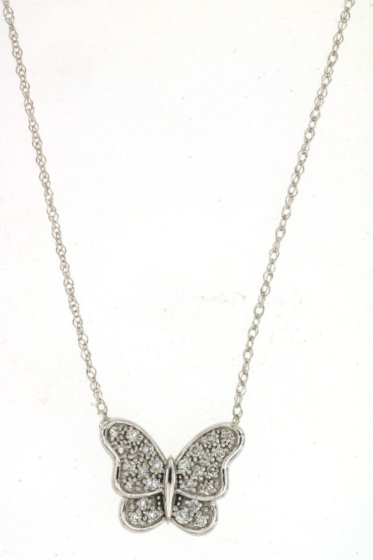 Diamond Pave Petite Butterfly Necklace