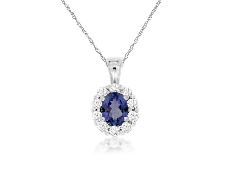 Diamond Halo Tanzanite Necklace