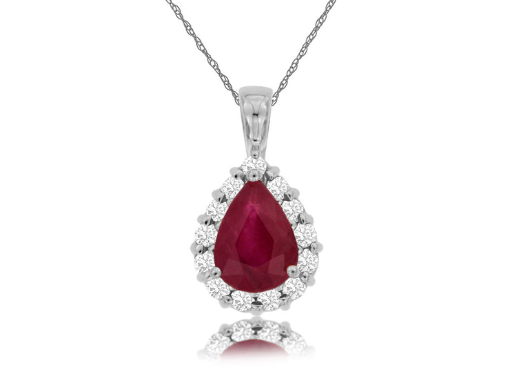 Ruby & Diamond Pear Necklace