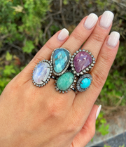 Turquoise & Diamond Baguette Ring