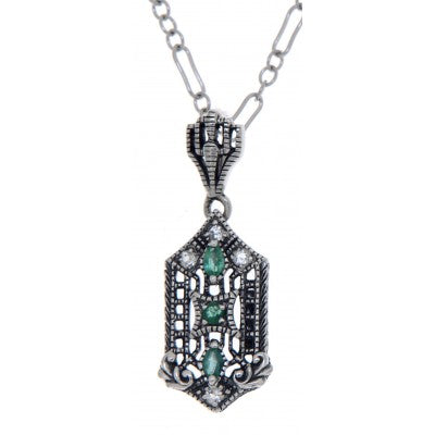 Art Deco Inspired Triple Emerald Necklace