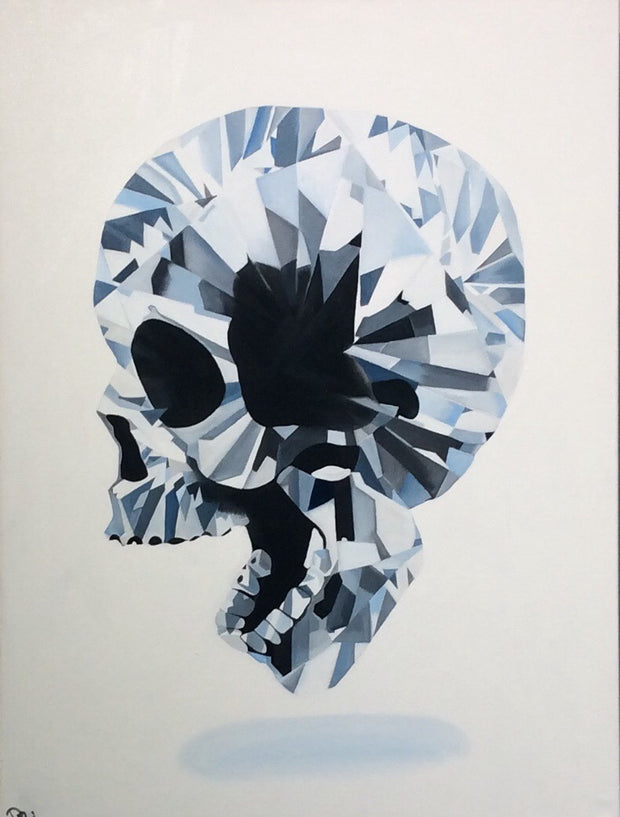 "Diamond Skull" Skull Original Oil and Canvas Painting